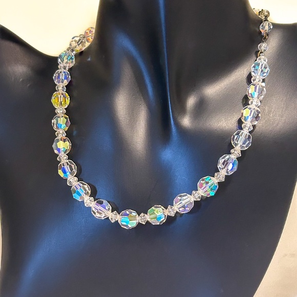 Mid Century Aurora Borealis Crystal Necklace - Picture 3 of 16